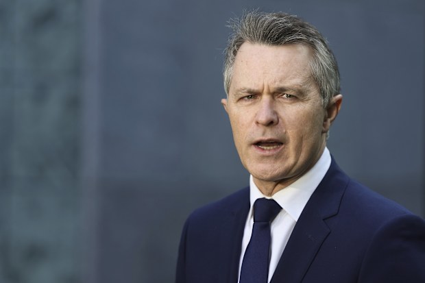 Minister for Education Jason Clare during a doorstop interview at Parliament House in Canberra on Thursday 31 July 2025. fedpol Photo: Alex Ellinghausen