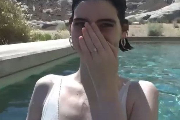 Meadow Walker confirms engagement with a sweet video of her in a swimming pool.