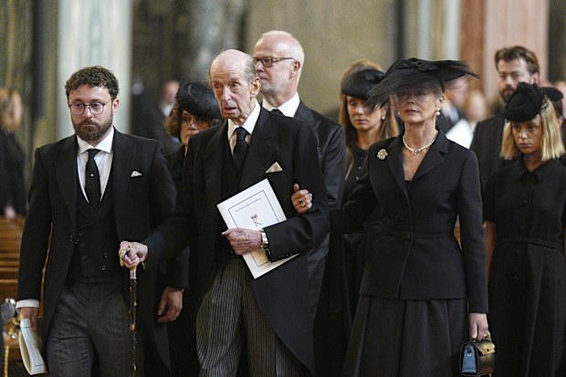 LONDON, ENGLAND - SEPTEMBER 16: Prince Edward, Duke of Kent leaves the Requiem Mass service for the Duchess of Kent, at Westminster Cathedral on September 16, 2025 in London, England. Katharine, Duchess of Kent was married to Prince Edward, Duke of Kent, the first cousin of Queen Elizabeth II. She died on September 4 at the age of 92 at Kensington Palace surrounded by her family. Having converted to Catholicism in 1994, her funeral takes place at Westminster Cathedral and is the first Catholic f