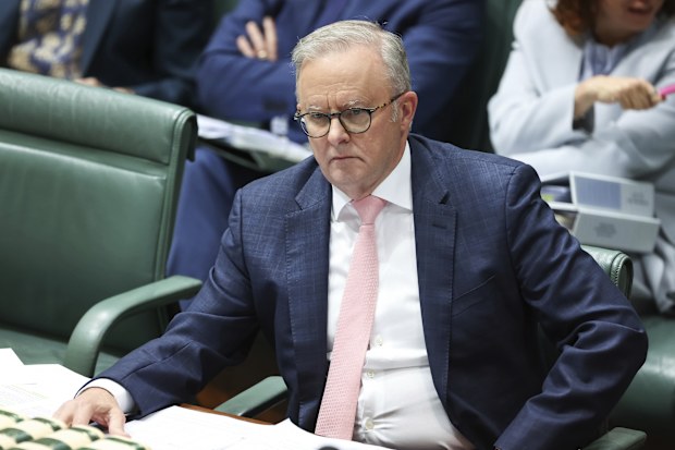 Prime Minister Anthony Albanese during Question Time at Parliament House in Canberra on Tuesday 29 July 2025. fedpol Photo: Alex Ellinghausen