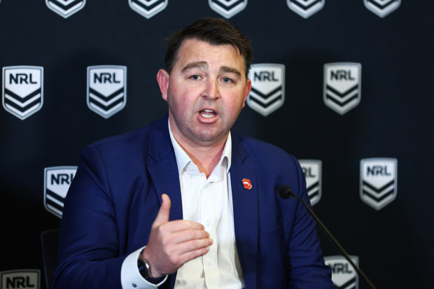 Dolphins CEO Terry Reader speaks to media during a NRL media opportunity at Rugby League Central on September 02, 2022 in Sydney, Australia. (Photo by Mark Metcalfe/Getty Images)