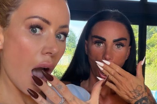 Kate Price and Olivia Attwood share a joke about Price's missing husband.