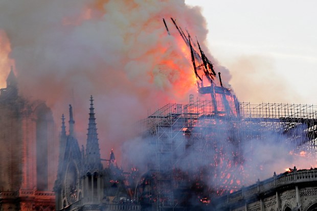The blaze caused the spire of the iconic cathedral to collapse.