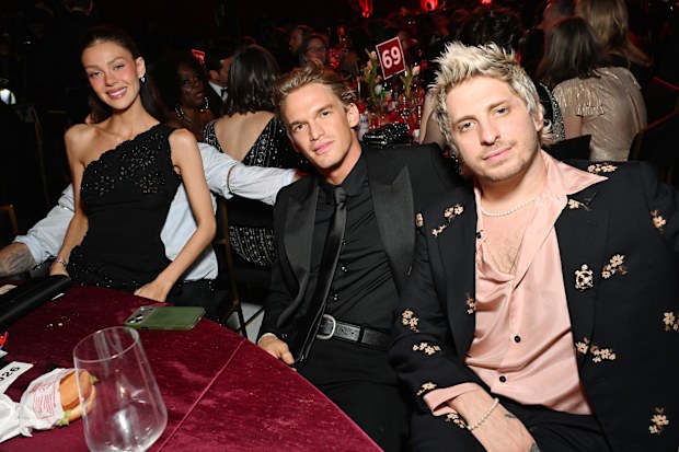 Nicola Peltz Beckham, Cody Simpson and Andrew Watt attend Elton John AIDS Foundation's 34th Annual Academy Awards Viewing Party on March 15, 2026 in West Hollywood, California. (Photo by Michael Kovac/Getty Images for Elton John AIDS Foundation)