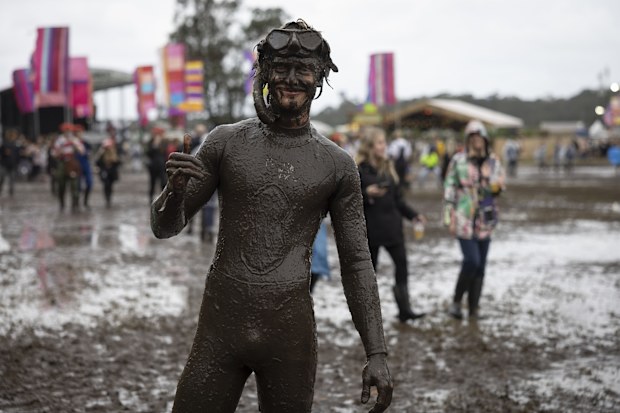A snorkeler is seen during Splendour in the Grass 2022 at North Byron Parklands on July 22, 2022 in Byron Bay, Australia. Festival organisers have cancelled the first day of performances at Splendour in the Grass due to heavy rain at the festival site. 