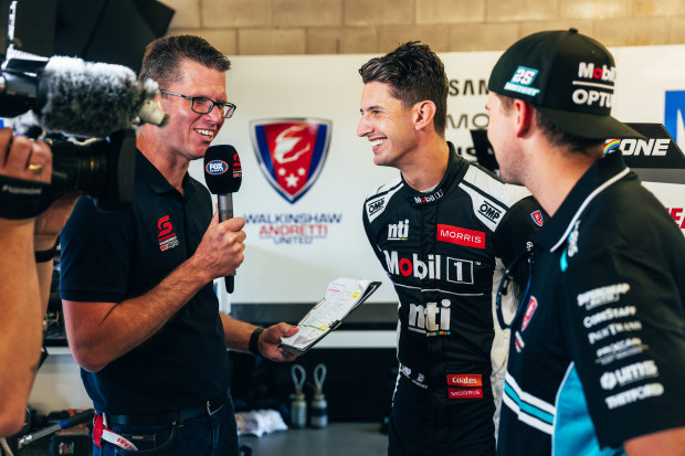 Garth Tander (left) has been a prominent part of the Supercars television broadcast.