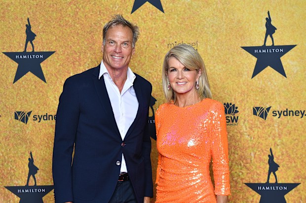 SYDNEY, AUSTRALIA - MARCH 27: David Panton and Julie Bishop attend the Australian premiere of Hamilton at Lyric Theatre, Star City on March 27, 2021 in Sydney, Australia. (Photo by Wendell Teodoro/Getty Images for Hamilton Australia)