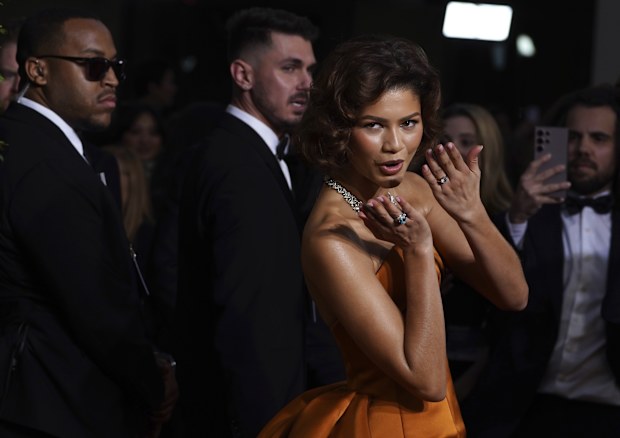 Zendaya arrives at the 82nd Golden Globes on Sunday, Jan. 5, 2025, at the Beverly Hilton in Beverly Hills, Calif. 