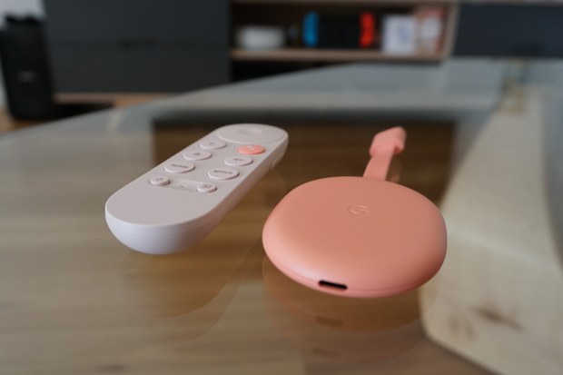 Google TV's new Chromecast dongle and remote.