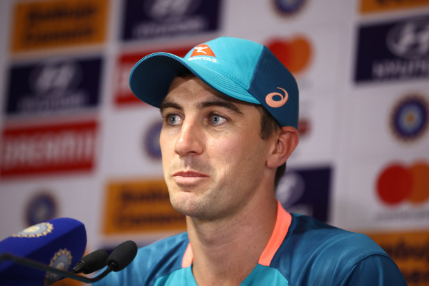 Pat Cummins of Australia speaks to the media after day three of the First Test match in the series between India and Australia at Vidarbha Cricket Association Ground on February 11, 2023 in Nagpur, India. (Photo by Robert Cianflone/Getty Images)