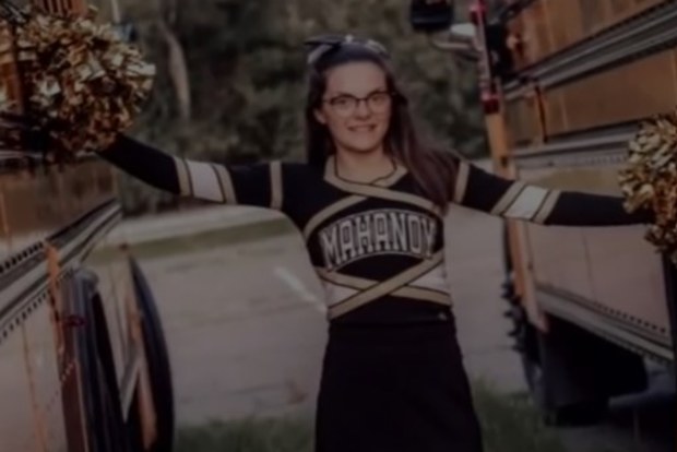 Brandi Levy in her cheerleading outfit.