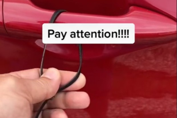 Dad finds zip tie on daughter's car.