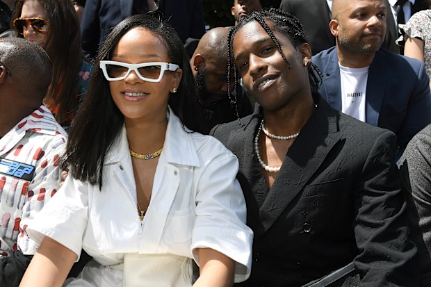 Rihanna and A$AP Rocky attend the Louis Vuitton Menswear Spring/Summer 2019 show as part of Paris Fashion Week on June 21, 2018 in Paris, France. 