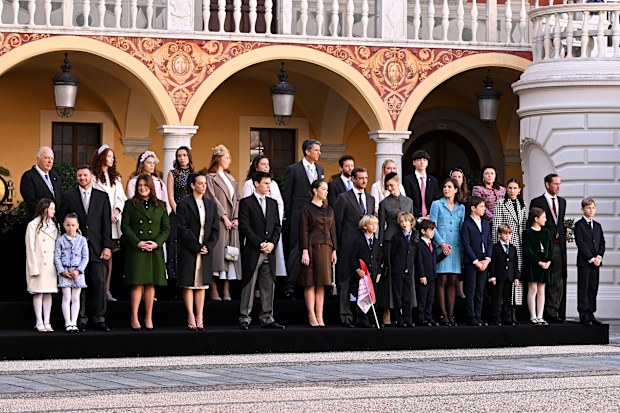 (Front Row / L-R) Kaia-Rose Wittstock, Bodhi Wittstock, Gareth Wittstock, Camille Gottlieb, Pauline Ducruet, Louis Ducruet, Princess Alexandra of Hanover, Pierre Casiraghi, Francesco Casiraghi, Beatrice Borromeo, Stefano Casiraghi, Balthazar Rassam, Charlotte Casiraghi, Raphael Elmaleh, Maximilian Casiraghi, Tatiana Santo Domingo, India Casiraghi, Andrea Casiraghi and Sacha Casiraghi attend the Monaco National Day celebrations November 19, 2024 in Monaco, Monaco.