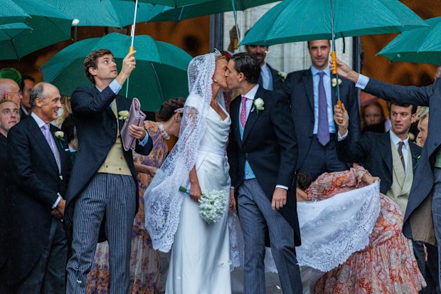 princess maria laura of belgium wedding dress Princess Maria Laura of Belgium's wedding! Congratulations to them! She  wore a custom Vivienne Westwood gown and a Gucci mini dress.  :  @gettyimages #repost @brides