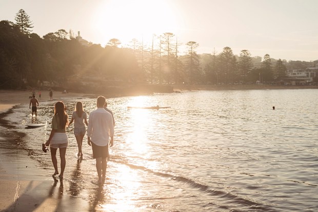 People enjoying the sunset by Terrigal Beach, Terrigal.