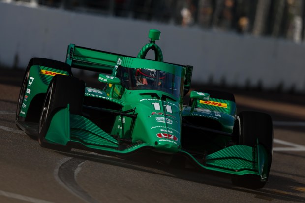 Marcus Armstrong on the streets of St Petersburg in the IndyCar season-opener.
