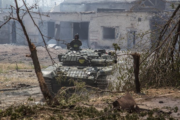 A Ukrainian tank is in position during heavy fighting on the front line in Severodonetsk, the Luhansk region, Ukraine, Wednesday, June 8, 2022.