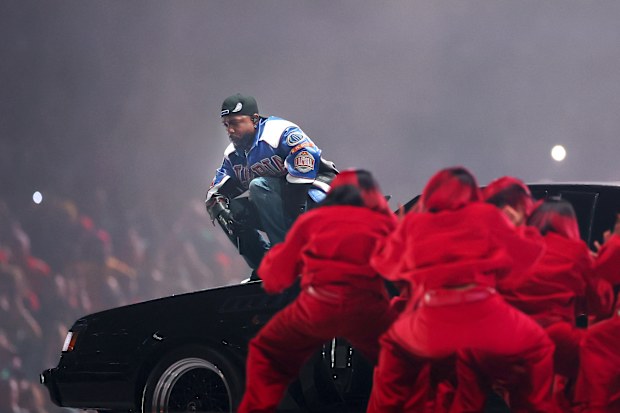Kendrick Lamar performs onstage during Apple Music Super Bowl LIX Halftime Show at Caesars Superdome on February 9, 2025 in New Orleans, Louisiana. 