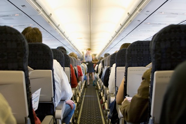 Passengers sitting on flight