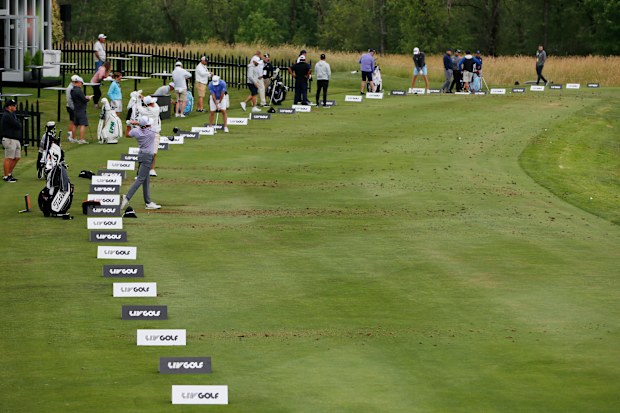 A general view of the practice range is seen during a practice round prior to the LIV Golf Invitational - Portland at Pumpkin Ridge Golf Club on June 28, 2022 in North Plains, Oregon. (Photo by Jonathan Ferrey/LIV Golf via Getty Images)