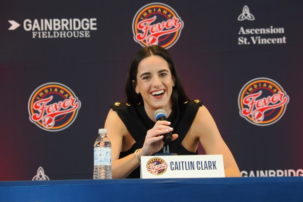 Caitlin Clark at the WNBA introductory press conference.