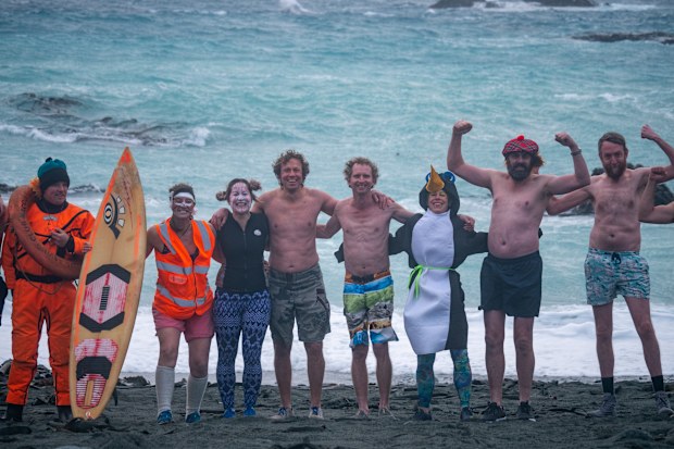 Antarctica winter solstice swim