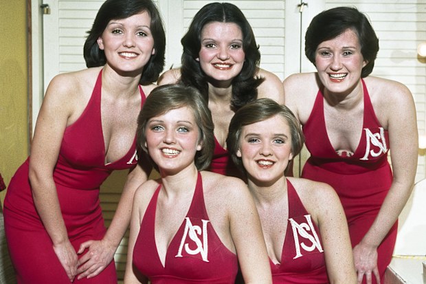 Portrait of the Irish girl group The Nolans, London, England, 1981. 
