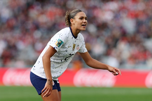 Trinity Rodman of USA looks on during the FIFA Women's World Cup.