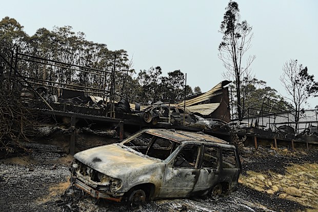 The remains of a car yard in the industrial estate at Batemans Bay.