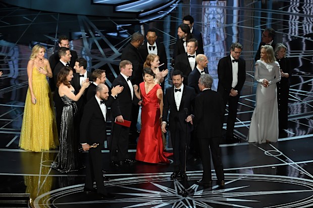 The cast of Moonlight onstage during the 89th Annual Academy Awards at Hollywood & Highland Center on February 26, 2017 in Hollywood, California.