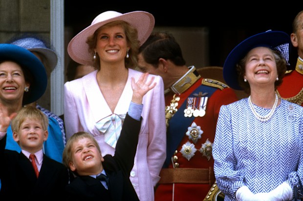 Diana, Princess of Wales, Prince William, Prince Harry, Queen Elizabeth II, Princess Margaret, Prince Charles, Prince of Wales, Trooping the Colour, 17th June 1989. (Photo by John Shelley Collection/Avalon/Getty Images)
