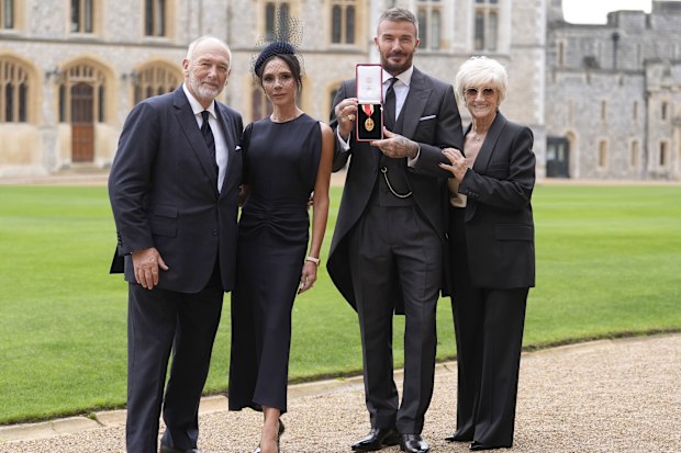 Sir David Beckham, Lady Victoria Beckham, parents Ted and Sandra Beckham