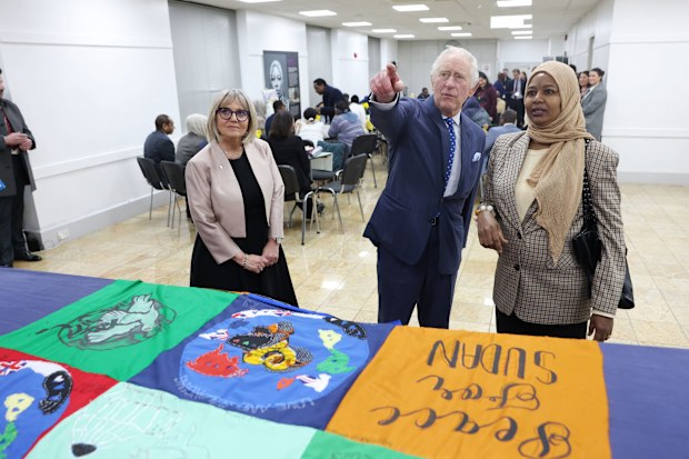 The King was shown photographs, drawings and objects brought from Sudan. 2023 marks a year of activity by the Sudanese community to mark the start of the conflict, and atrocities in the Darfur region of Sudan.
