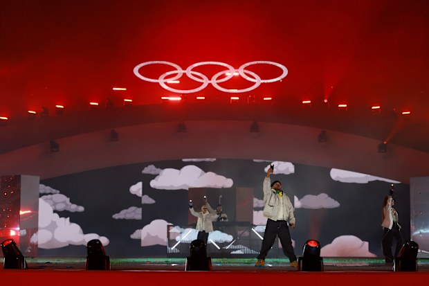 VERONA, ITALY - FEBRUARY 22: Major Lazer performs during the Milano Cortina 2026 Winter Olympics Closing Ceremony on day sixteen of the Milano Cortina 2026 Winter Olympic games at Verona Olympic Arena on February 22, 2026 in Verona, Italy. (Photo by Sarah Stier/Getty Images)