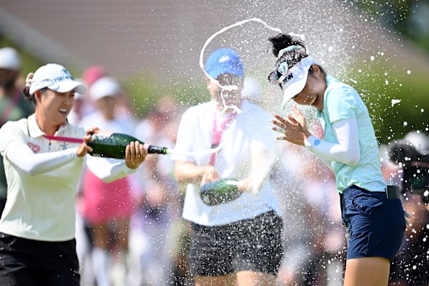 Grace Kim celebrates.