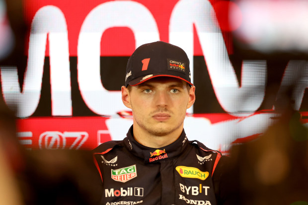 Max Verstappen speaks to media after qualifying at the Monaco Grand Prix.