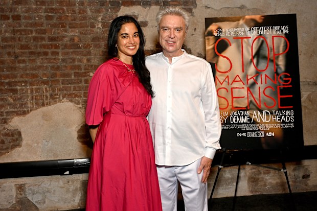 NEW YORK, NEW YORK - SEPTEMBER 13: (L-R) Mala Gaonka and David Byrne of Talking Heads attend Stop Making Sense Q & A hosted by BAM and A24 at BAM Harvey Theater on September 13, 2023 in Brooklyn Borough of New York City, New York. (Photo by Slaven Vlasic/Getty Images for BAM)