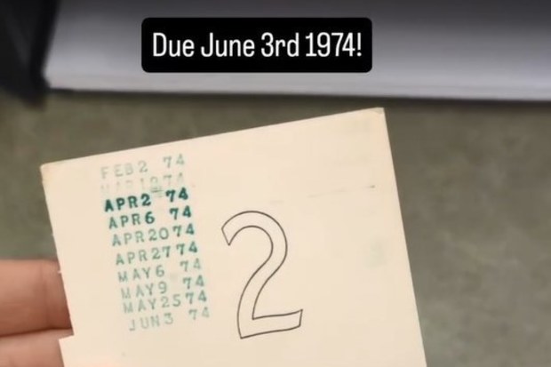 Library book returned after 50 years