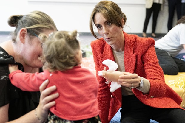 The Princess of Wales will join a family portage session at the Orchards Centre,Multi Agency Service Hub in Sittingbourne, Kent to highlight the importance of supporting children with special educational needs and disabilities and their families. The session will be run by the Kent Portage Team. Pic Shows HRH with 1 yr old Skylar with Portage Practitioner Beanie