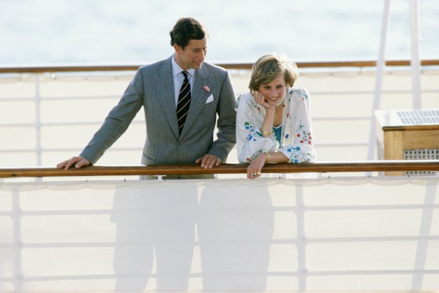 Prince Charles and Princess Diana on the Royal Yacht Britannia at the start of their honeymoon cruise