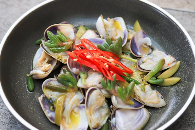 Australian succulent known as sea banana were scattered over the pipi's and provided a fresh pop of flavour.