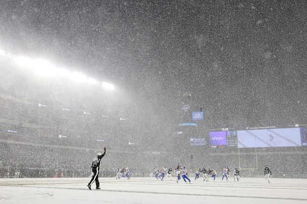 A general view during the fourth quarter between the Philadelphia Eagles and the Los Angeles Rams in the NFC Divisional Playoff at Lincoln Financial Field on January 19, 2025 in Philadelphia, Pennsylvania. (Photo by Sarah Stier/Getty Images)