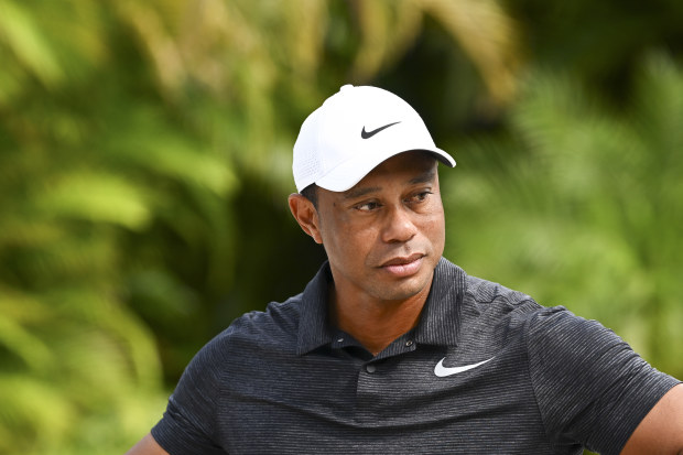 Tiger Woods during media obligations prior to the Hero World Challenge.