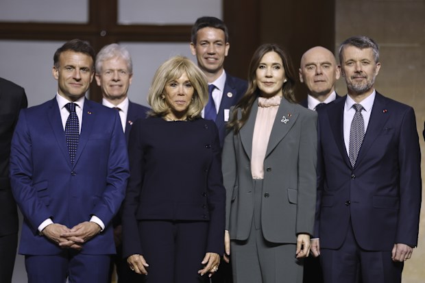 (L-R) French President Emmanuel Macron, his wife Brigitte Macron, Queen Mary of Denmark, King Frederik X of Denmark