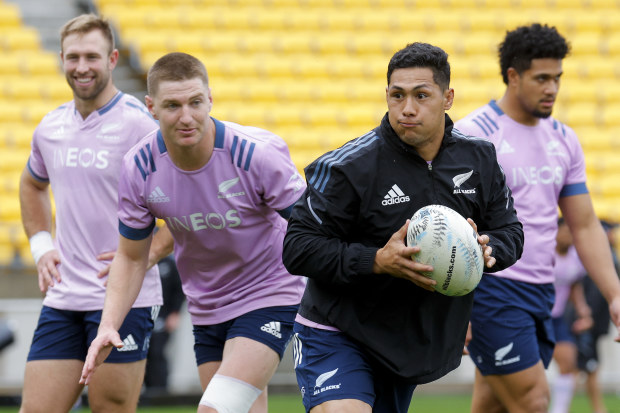 Roger Tuivasa-Sheck in action during an All Blacks training session.