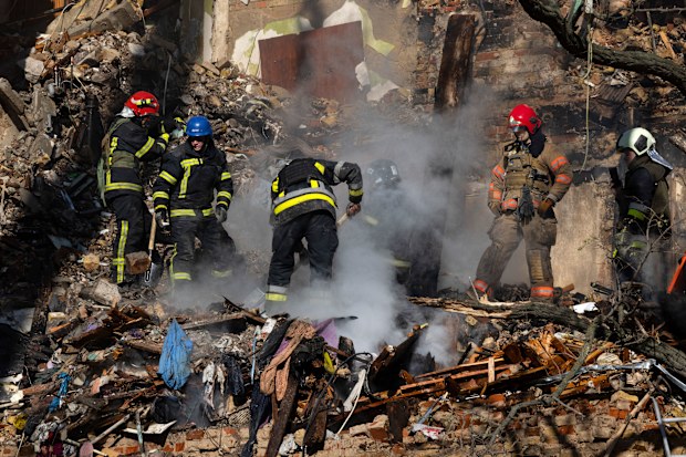 Russia has hit Ukraine with a wave of attacks, dive-bombing the capital, Kyiv, with what appear to be Iranian-made drones.