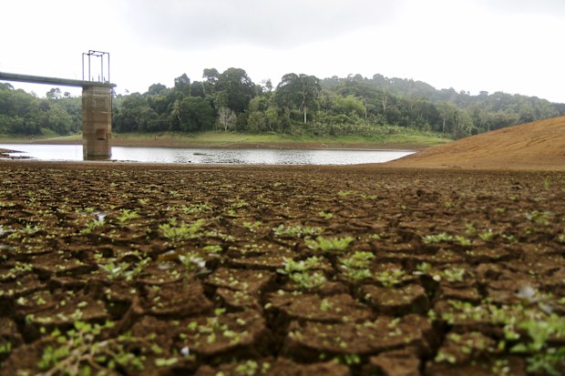 The almost dry water reservoir of Combani