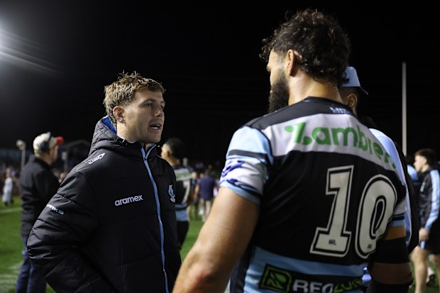 SYDNEY, AUSTRALIA - MAY 29: during the round 13 NRL match between Cronulla Sharks and Manly Sea Eagles at Ocean Protect Stadium, on May 29, 2026, in Sydney, Australia. (Photo by Cameron Spencer/Getty Images)
