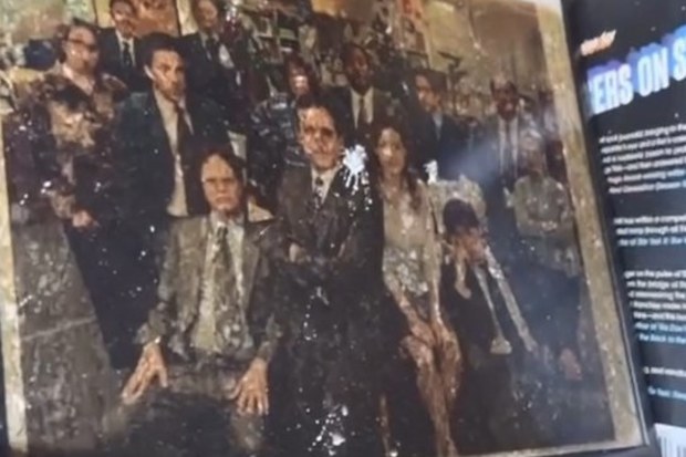 Rainn Willson showed a charred photograph of The Office cast from his house after it was damaged in a fire